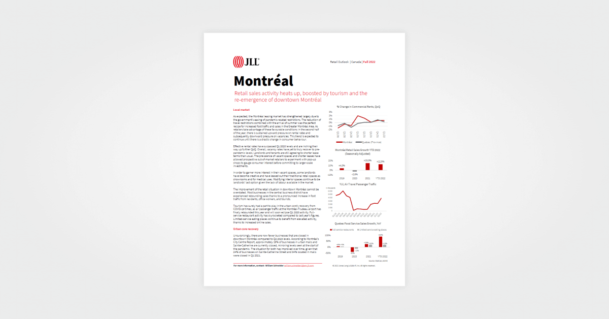 Montreal retail insight – Fall 2022 – JLL